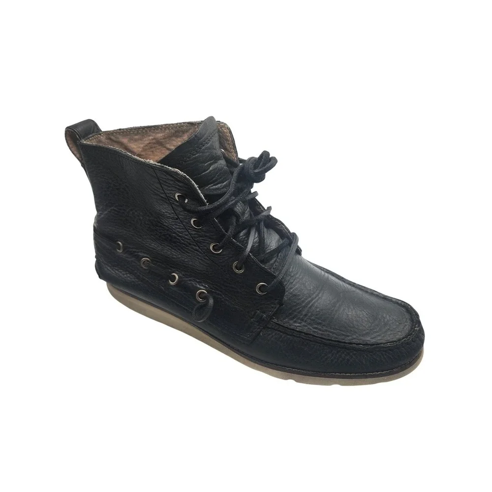 John Varvatos Star USA Hightop Boots Mens Size 11 Black‎ Leather Ankle Vibram